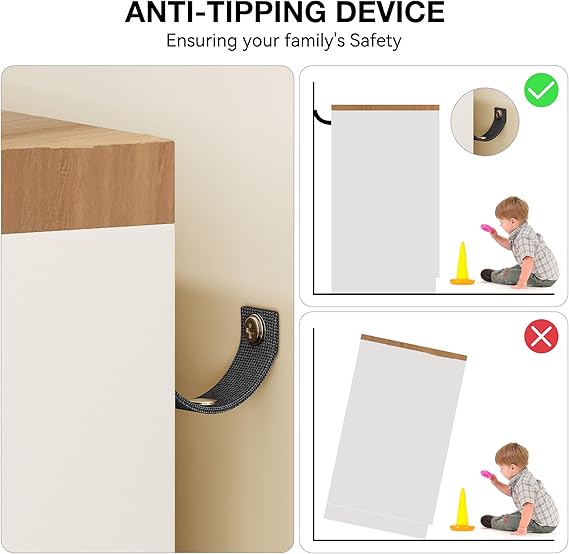 WAF-TOP 43.3'' H Armoire Wardrobe Closet with 4 Drawers and 2 Doors, Hanging Rod, Multifunctional Wooden Dresser with Storage Closet, Bathroom Cabinet for Bedroom, White