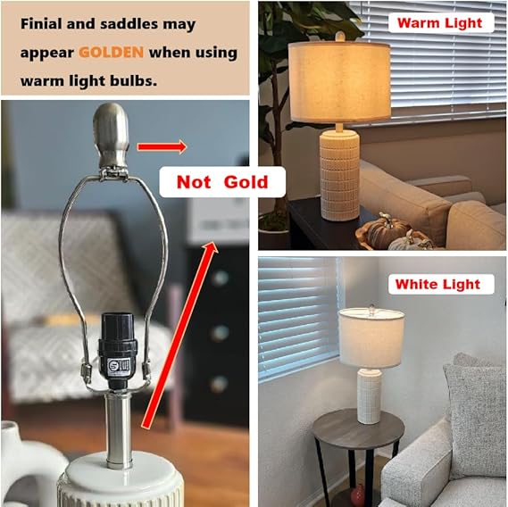 WAF-TOP 23" Modern Ceramic Table Lamp Set of 2 for Living Room White Desk Lamps for Bedroom Farmhouse Bedside Nightstand Lamp House Warming Gifts New Home Decor End Table Lamps Gifts for Women Mom Beige