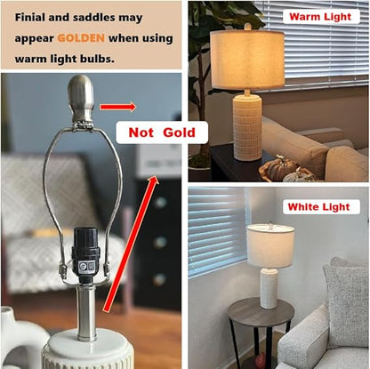 WAF-TOP 23" Modern Ceramic Table Lamp Set of 2 for Living Room White Desk Lamps for Bedroom Farmhouse Bedside Nightstand Lamp House Warming Gifts New Home Decor End Table Lamps Gifts for Women Mom Beige