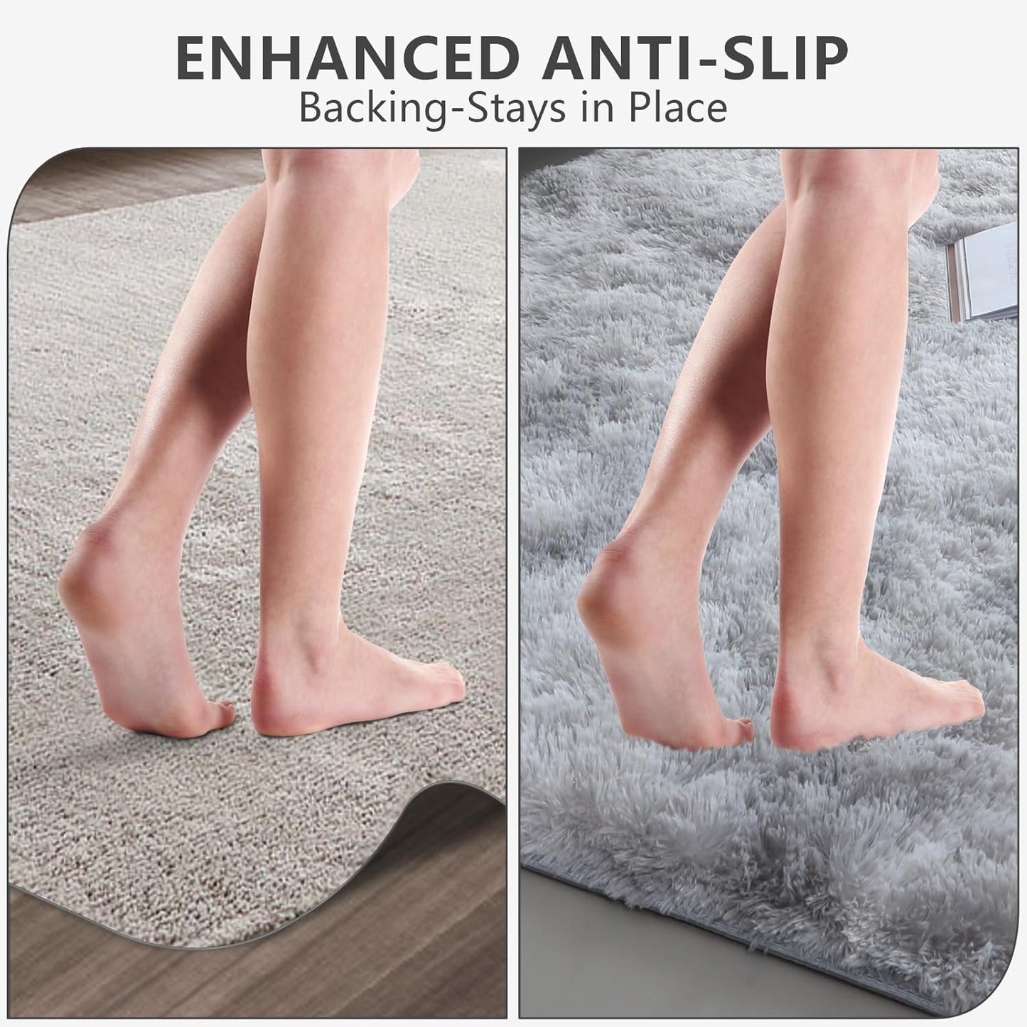FLICKERGIFT Shag Area Rugs for Bedroom Living Room,8X10 Ultra Soft Fluffy Area Rugs for Dorm, Indoor Carpet Nursery Rugs for Kids Girls Room Home Decor,Tie-Dye Grey