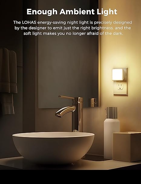 FLICKERGIFT LED Night Lights Plug into Wall 2-Pack, 0.3W Plug in Night Light, Dusk to Dawn, 3000K Soft White, Bright Nightlight Auto-On/Off, for Adults Kids Room Bedroom Bathroom Hallway Kitchen, Non-Dim