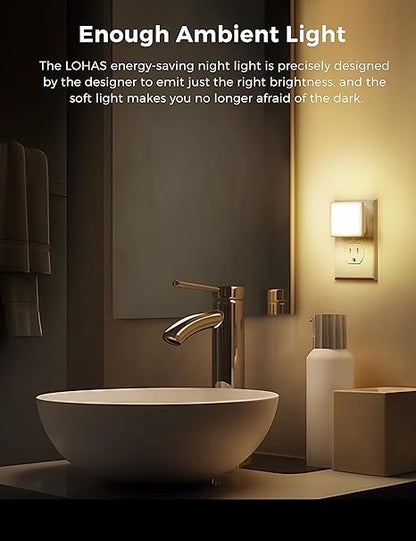 FLICKERGIFT LED Night Lights Plug into Wall 2-Pack, 0.3W Plug in Night Light, Dusk to Dawn, 3000K Soft White, Bright Nightlight Auto-On/Off, for Adults Kids Room Bedroom Bathroom Hallway Kitchen, Non-Dim