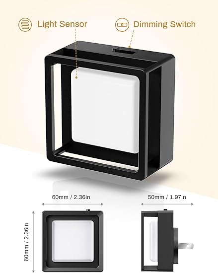Waf-top LED Night Light, Night Lights Plug Into Wall [2 Pack] with Dusk-to-Dawn Sensor, Dimmable Nightlights, Adjustable Brightness for Bathroom, Hallway, Bedroom,Kids Room,Stairway,Soft White