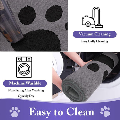 FLICKERGIFT Dog Door Mat for Muddy Paws, Absorbent Dirt Trapper Non Slip Indoor Doormats, Washable Low-Profile Mat for Mud Dogs, Entryway Carpet for Inside Floor (36x24 Inches, Grey)