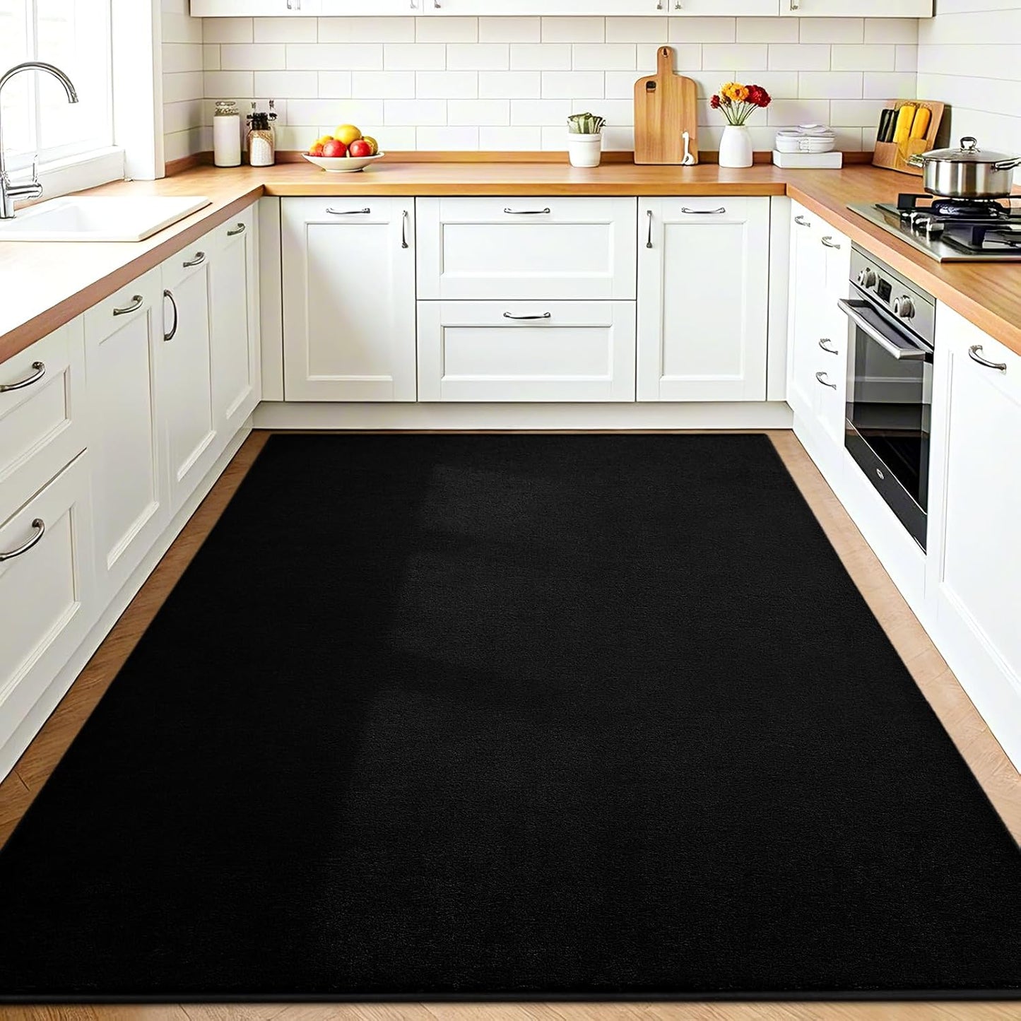 FLICKERGIFT Black Area Rugs for Living Room Bedroom, 4x6 Modern Thickened Memory-Foam Throw Carpet, Super Soft Kids Boys Girls Rug, Non-Slip Washable Carpets for Dorm Nursery Classroom Office Decor