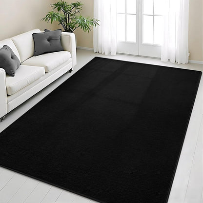 FLICKERGIFT Black Area Rugs for Living Room Bedroom, 4x6 Modern Thickened Memory-Foam Throw Carpet, Super Soft Kids Boys Girls Rug, Non-Slip Washable Carpets for Dorm Nursery Classroom Office Decor