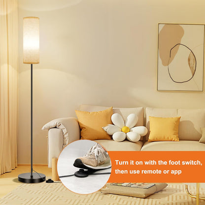 Waf-top HOME Floor Lamp, 9W 800LM Color Changing Smart Lamp with Music Sync, App & Remote Control, Adjustable Brightness & Color Temperature Standing Light for Living Room Bedroom Gaming, Beige Shade