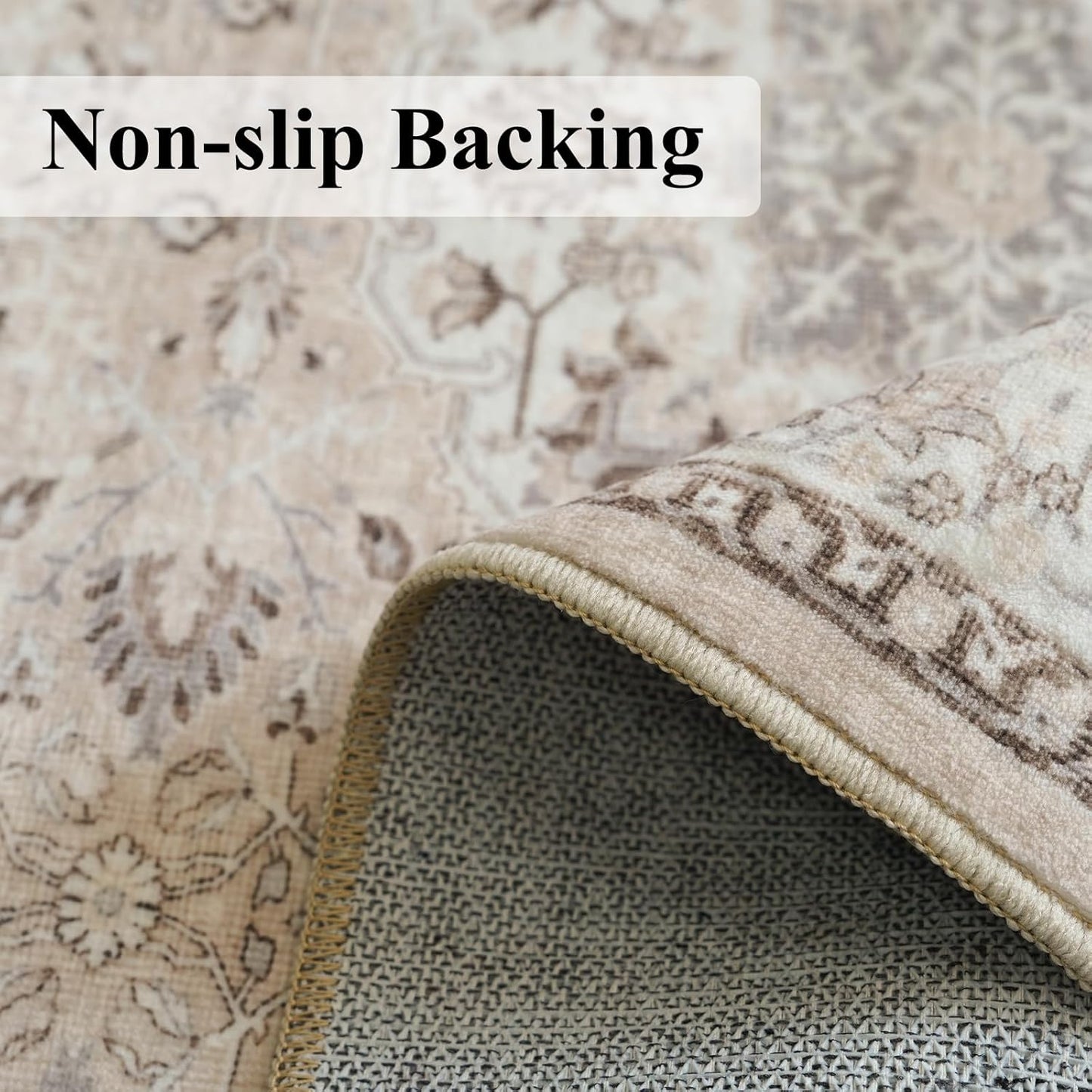 FLICKERGIFT 2x6 Hallway Washable Runner Rug : Vintage Soft Kitchen Laundry Runner with Non Slip Backing Farmhouse Entryway Living Room Floor Mat Stain Resistant Carpet for Bedroom Bathroom Distressed Beside Rug
