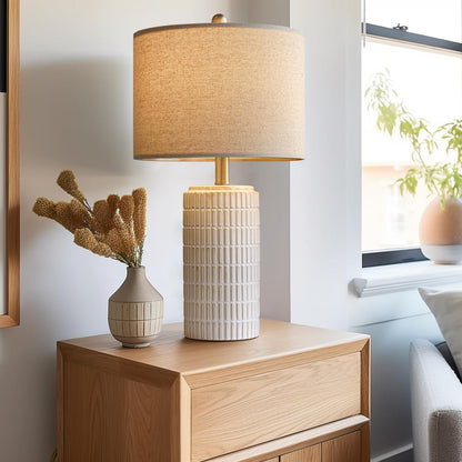 WAF-TOP 23" Modern Ceramic Table Lamp Set of 2 for Living Room White Desk Lamps for Bedroom Farmhouse Bedside Nightstand Lamp House Warming Gifts New Home Decor End Table Lamps Gifts for Women Mom Beige