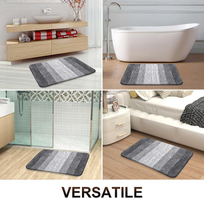 FLICKERGIFT Bathroom Rugs Mat 30x20, Extra Soft Absorbent Microfiber Bath Rugs, Rubber Backing, Quick Dry, Machine Washable Bath Mats for Bathroom Floor, Tub and Shower, Home Decor Accessories, Grey