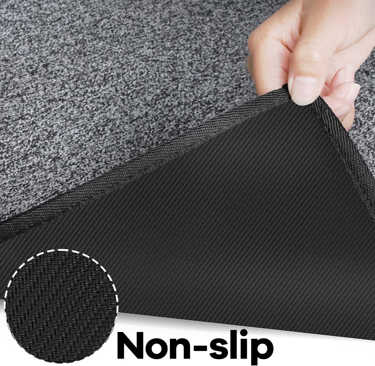 FLICKERGIFT Runner Rug with Non Slip Rubber Backing, Washable Soft Floor Carpet for Kitchen, Hallway, Entryway Indoor, Bedroom, Laundry, Low Pile Area Rugs, Solid color with Pointillism style, 2*6 ft BLACK