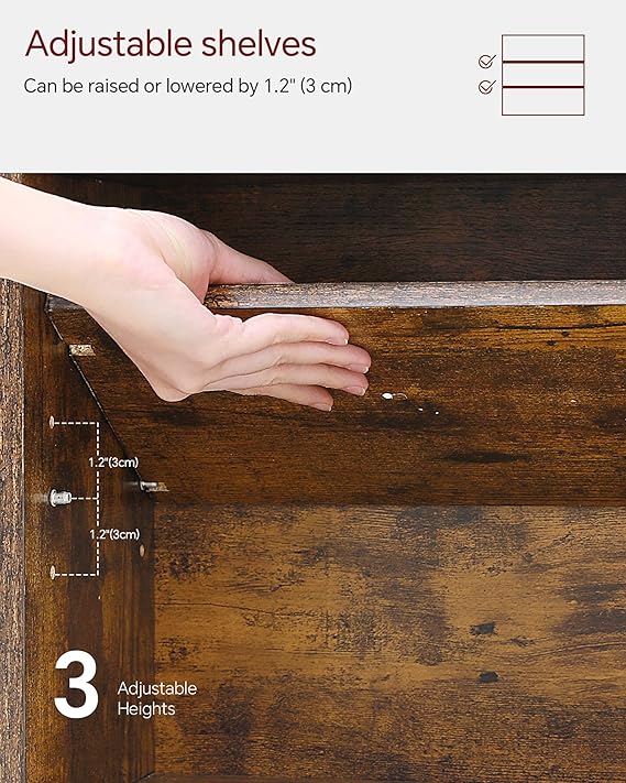 FLICKERGIFT Tier Tree Bookshelf, Small Bookcase with Storage Cabinet, Modern Tall Narrow Bookshelves Organizer, Floor Standing Book Shelf for Bedroom/Living Room/Home Office/Corner, Rustic Brown