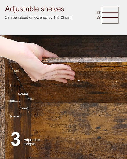 FLICKERGIFT Tier Tree Bookshelf, Small Bookcase with Storage Cabinet, Modern Tall Narrow Bookshelves Organizer, Floor Standing Book Shelf for Bedroom/Living Room/Home Office/Corner, Rustic Brown