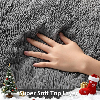 FLICKERGIFT  Area Rugs for Living Room Bedroom, Washable Non-Slip Fluffy Soft Grey Shag Carpet, Indoor Floor Gray 4x6 Fuzzy Shaggy Living Room Plush Rug for Kids Home Dorm Decor Aesthetic