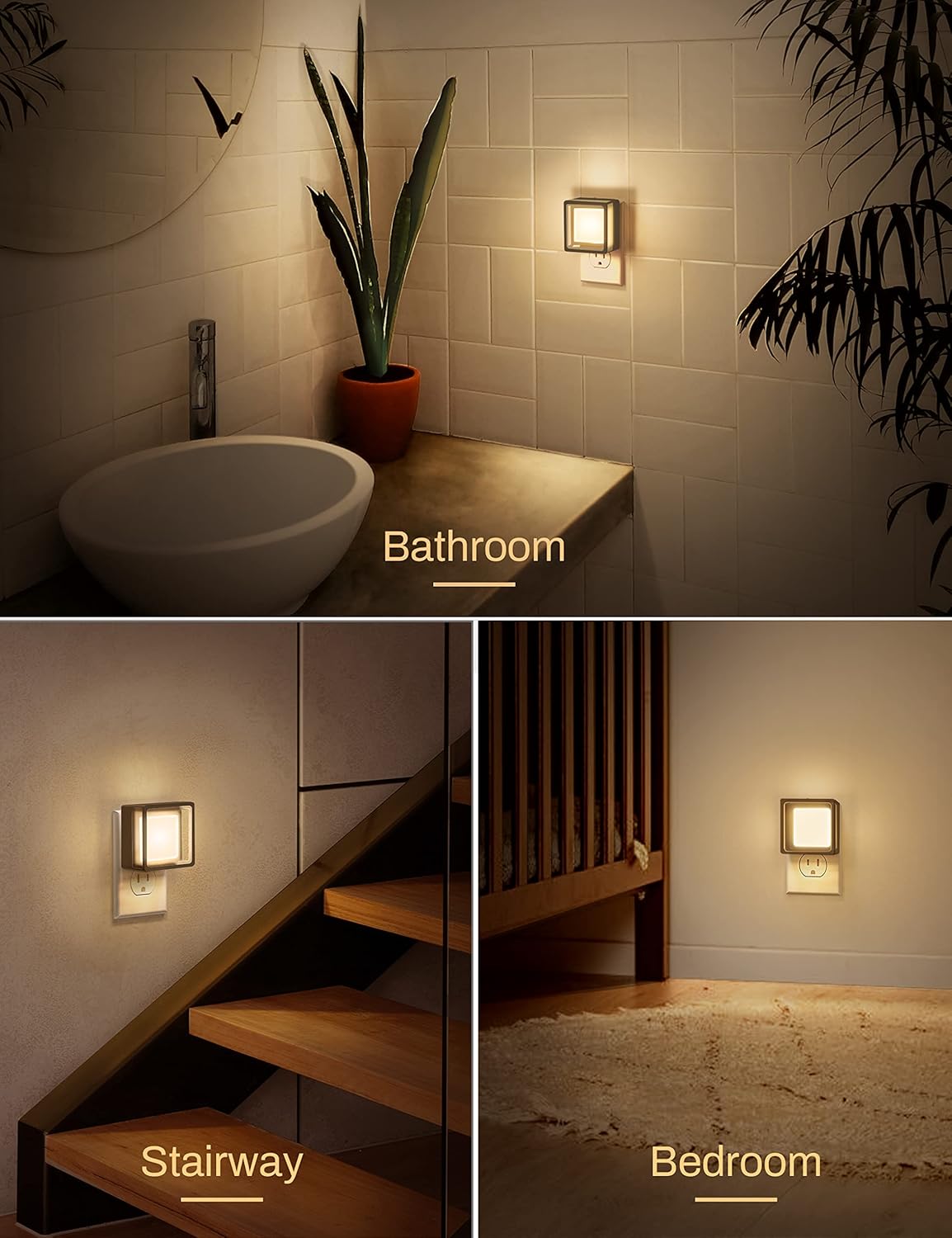 Waf-top LED Night Light, Night Lights Plug Into Wall [2 Pack] with Dusk-to-Dawn Sensor, Dimmable Nightlights, Adjustable Brightness for Bathroom, Hallway, Bedroom,Kids Room,Stairway,Soft White