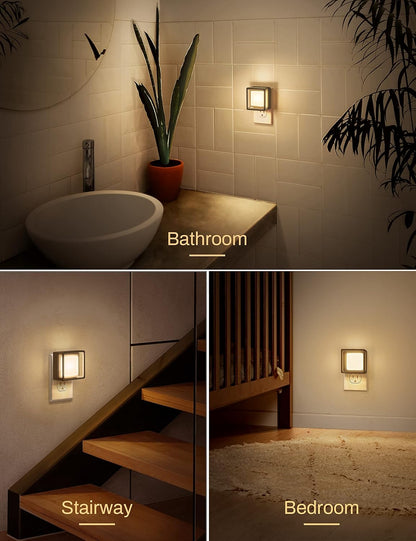 Waf-top LED Night Light, Night Lights Plug Into Wall [2 Pack] with Dusk-to-Dawn Sensor, Dimmable Nightlights, Adjustable Brightness for Bathroom, Hallway, Bedroom,Kids Room,Stairway,Soft White