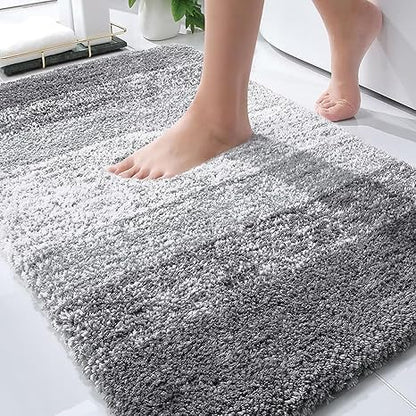 FLICKERGIFT Bathroom Rugs Mat 30x20, Extra Soft Absorbent Microfiber Bath Rugs, Rubber Backing, Quick Dry, Machine Washable Bath Mats for Bathroom Floor, Tub and Shower, Home Decor Accessories, Grey