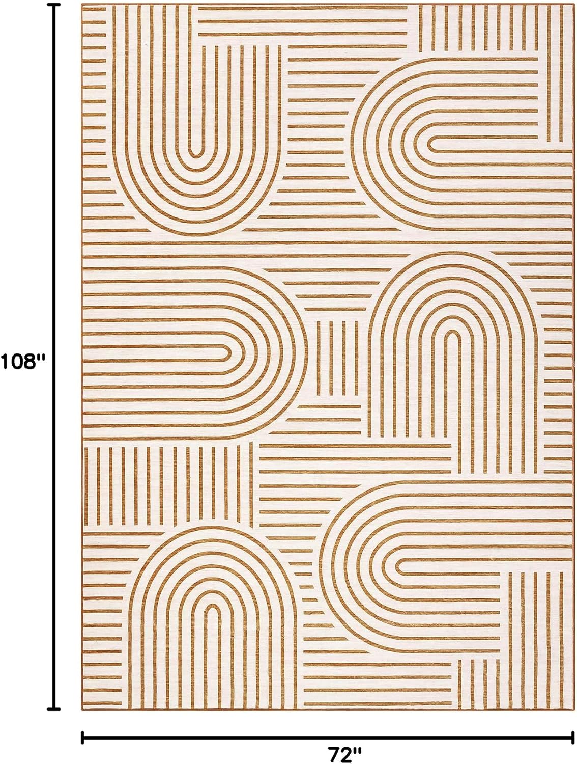 FLICKERGIFT Washable Rug 6x9 Area Rugs for Living Room, Abstract Rug for Bedroom, Soft Rainbow Non Slip Throw Rugs with Rubber, Low Pile Stain Resistant Boho Geometric Carpet for Dining Room, Orange