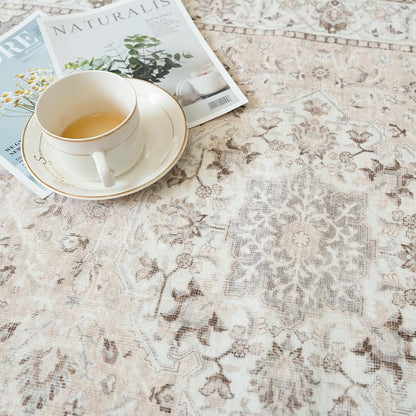 FLICKERGIFT 2x6 Hallway Washable Runner Rug : Vintage Soft Kitchen Laundry Runner with Non Slip Backing Farmhouse Entryway Living Room Floor Mat Stain Resistant Carpet for Bedroom Bathroom Distressed Beside Rug