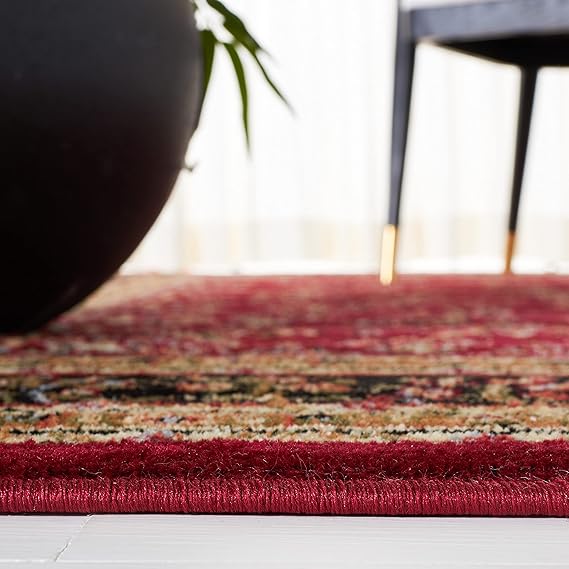 FLICKERGIFT Area Rug 9x12 - Lyndhurst Collection - Large - Red & Black, Traditional Oriental Design, Non-Shedding & Easy to Clean, Ideal for Living Room, Bedroom, Dining Space (LNH331B)