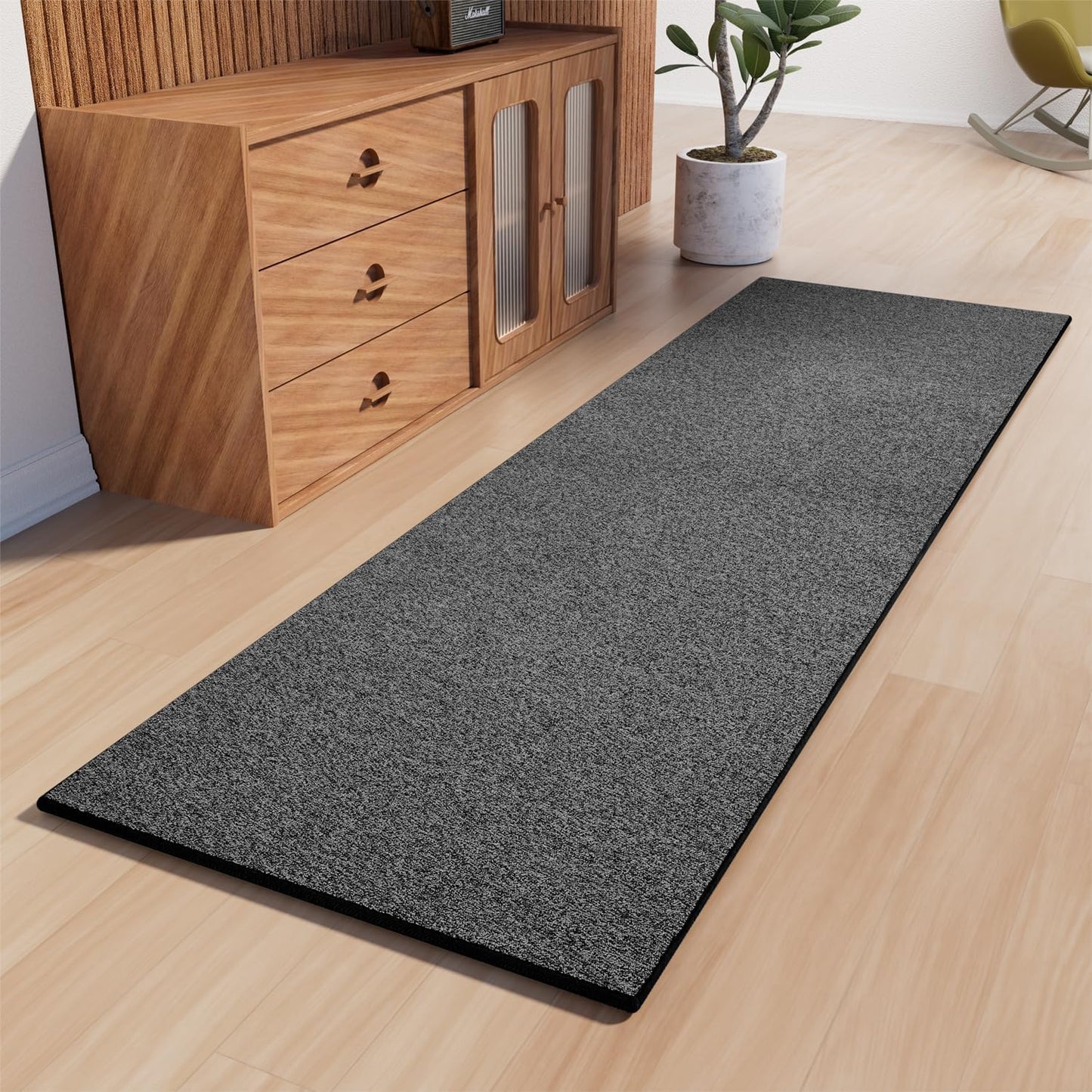 FLICKERGIFT Runner Rug with Non Slip Rubber Backing, Washable Soft Floor Carpet for Kitchen, Hallway, Entryway Indoor, Bedroom, Laundry, Low Pile Area Rugs, Solid color with Pointillism style, 2*6 ft BLACK