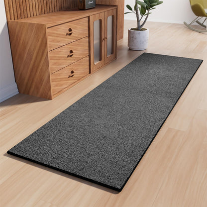 FLICKERGIFT Runner Rug with Non Slip Rubber Backing, Washable Soft Floor Carpet for Kitchen, Hallway, Entryway Indoor, Bedroom, Laundry, Low Pile Area Rugs, Solid color with Pointillism style, 2*6 ft BLACK