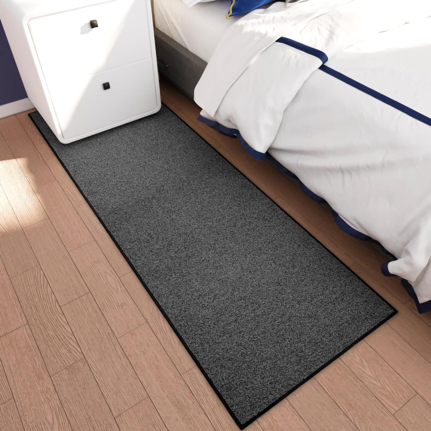 FLICKERGIFT Runner Rug with Non Slip Rubber Backing, Washable Soft Floor Carpet for Kitchen, Hallway, Entryway Indoor, Bedroom, Laundry, Low Pile Area Rugs, Solid color with Pointillism style, 2*6 ft BLACK