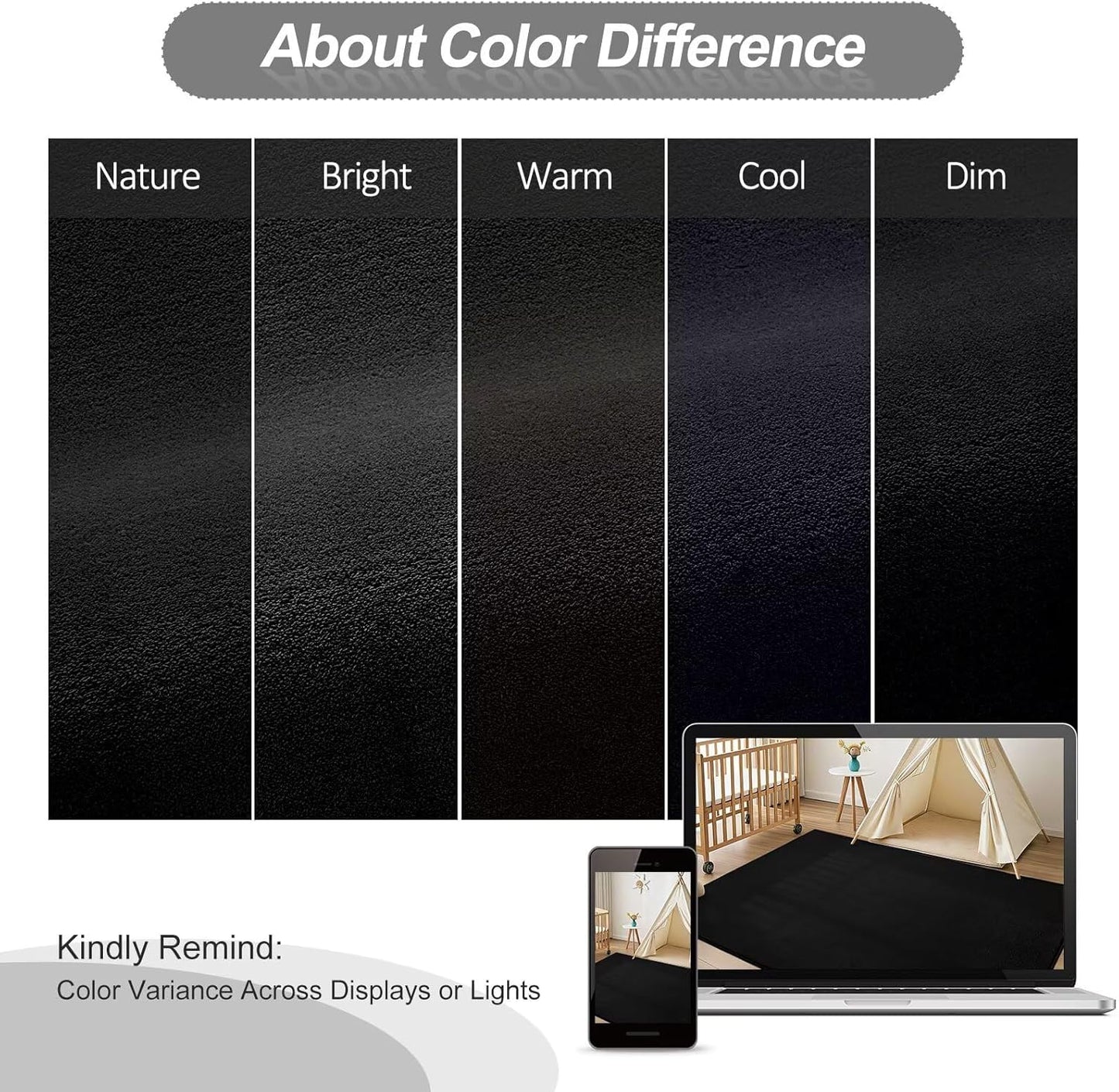 FLICKERGIFT Black Area Rugs for Living Room Bedroom, 4x6 Modern Thickened Memory-Foam Throw Carpet, Super Soft Kids Boys Girls Rug, Non-Slip Washable Carpets for Dorm Nursery Classroom Office Decor