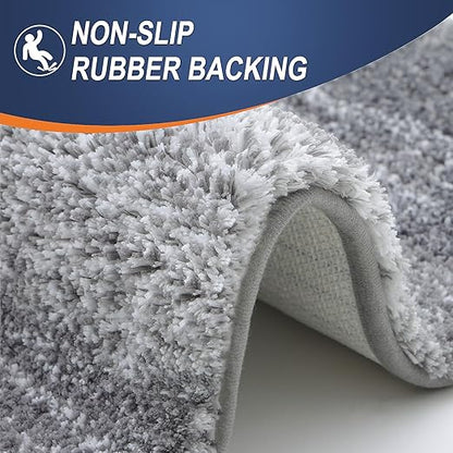 FLICKERGIFT Bathroom Rugs Mat 30x20, Extra Soft Absorbent Microfiber Bath Rugs, Rubber Backing, Quick Dry, Machine Washable Bath Mats for Bathroom Floor, Tub and Shower, Home Decor Accessories, Grey