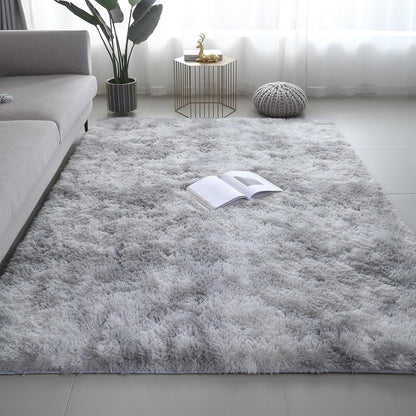 FLICKERGIFT Shag Area Rugs for Bedroom Living Room,8X10 Ultra Soft Fluffy Area Rugs for Dorm, Indoor Carpet Nursery Rugs for Kids Girls Room Home Decor,Tie-Dye Grey