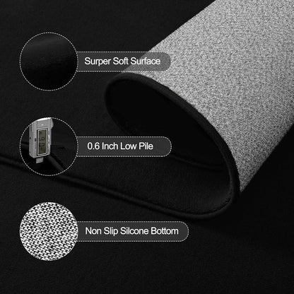 FLICKERGIFT Black Area Rugs for Living Room Bedroom, 4x6 Modern Thickened Memory-Foam Throw Carpet, Super Soft Kids Boys Girls Rug, Non-Slip Washable Carpets for Dorm Nursery Classroom Office Decor