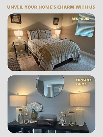 WAF-TOP 23" Modern Ceramic Table Lamp Set of 2 for Living Room White Desk Lamps for Bedroom Farmhouse Bedside Nightstand Lamp House Warming Gifts New Home Decor End Table Lamps Gifts for Women Mom Beige