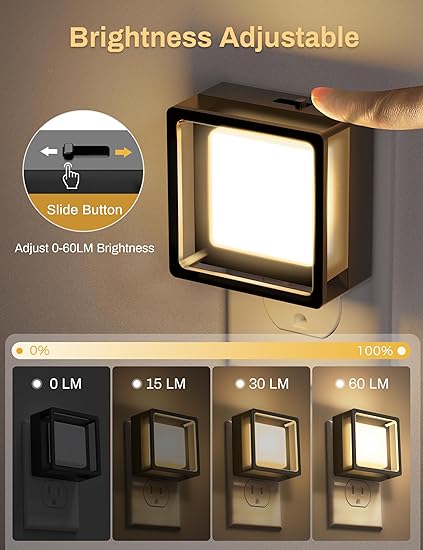 Waf-top LED Night Light, Night Lights Plug Into Wall [2 Pack] with Dusk-to-Dawn Sensor, Dimmable Nightlights, Adjustable Brightness for Bathroom, Hallway, Bedroom,Kids Room,Stairway,Soft White