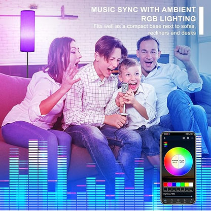 Waf-top HOME Floor Lamp, 9W 800LM Color Changing Smart Lamp with Music Sync, App & Remote Control, Adjustable Brightness & Color Temperature Standing Light for Living Room Bedroom Gaming, Beige Shade