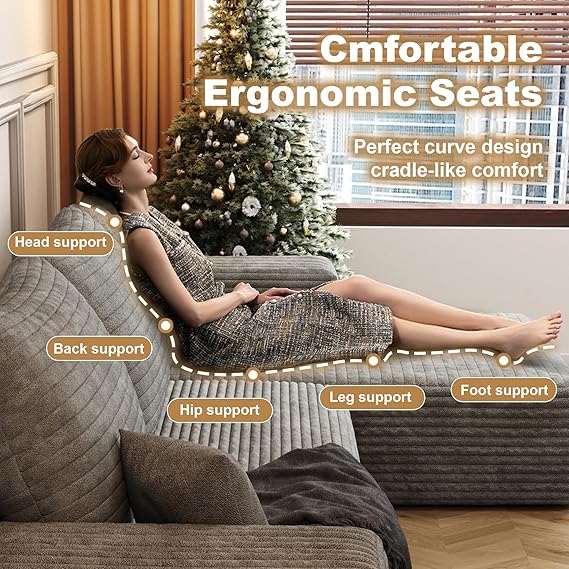 WAF-TOP 108" Sectional Couches for Living Room Modern Modular Sofa with L-Shape Couchs Upholstered Boneless Couch Deep Seat Sectional Couch with Chaise (Camel, Right Facing Chaise+2Seaters)