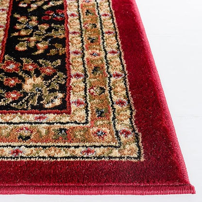 FLICKERGIFT Area Rug 9x12 - Lyndhurst Collection - Large - Red & Black, Traditional Oriental Design, Non-Shedding & Easy to Clean, Ideal for Living Room, Bedroom, Dining Space (LNH331B)