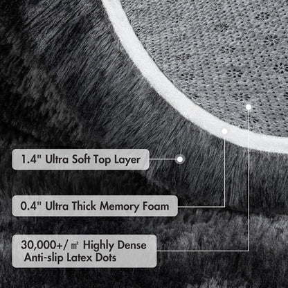 FLICKERGIFT  6x9 Ft Large Shag Rugs for Living Room Decor, Tie-Dyed Ultra Soft Fluffy Furry Area Rugs for Bedroom Indoor Floor, Aesthetic Carpet for Kids Home (Dark Grey)