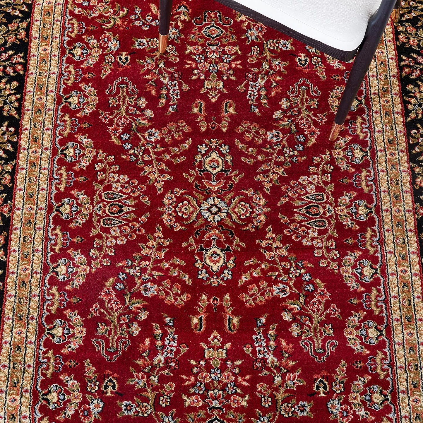 FLICKERGIFT Area Rug 9x12 - Lyndhurst Collection - Large - Red & Black, Traditional Oriental Design, Non-Shedding & Easy to Clean, Ideal for Living Room, Bedroom, Dining Space (LNH331B)