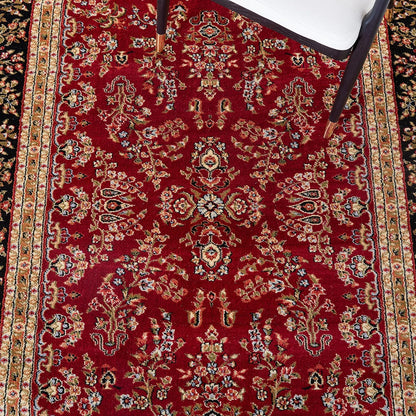 FLICKERGIFT Area Rug 9x12 - Lyndhurst Collection - Large - Red & Black, Traditional Oriental Design, Non-Shedding & Easy to Clean, Ideal for Living Room, Bedroom, Dining Space (LNH331B)